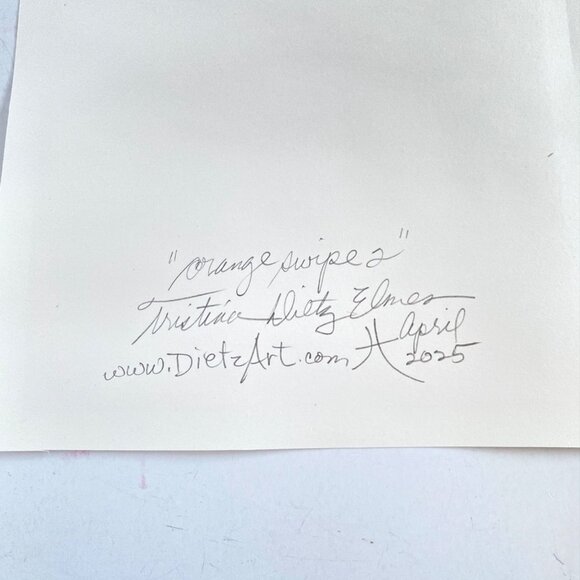 Orange Swipe 2 Original Acrylic Painting 8x8in Matted Frame Ready Squeegee Art - Picture 7 of 8